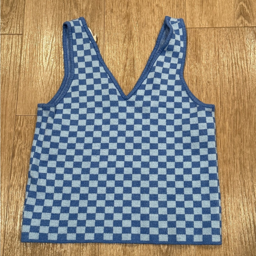 Vintage blue checkered tank top